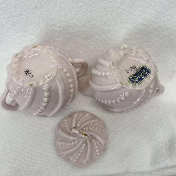 Norcrest Creamer and Sugar Bowl Set Porcelain Pink Lavender Roses Vintage - Picture 6 of 12